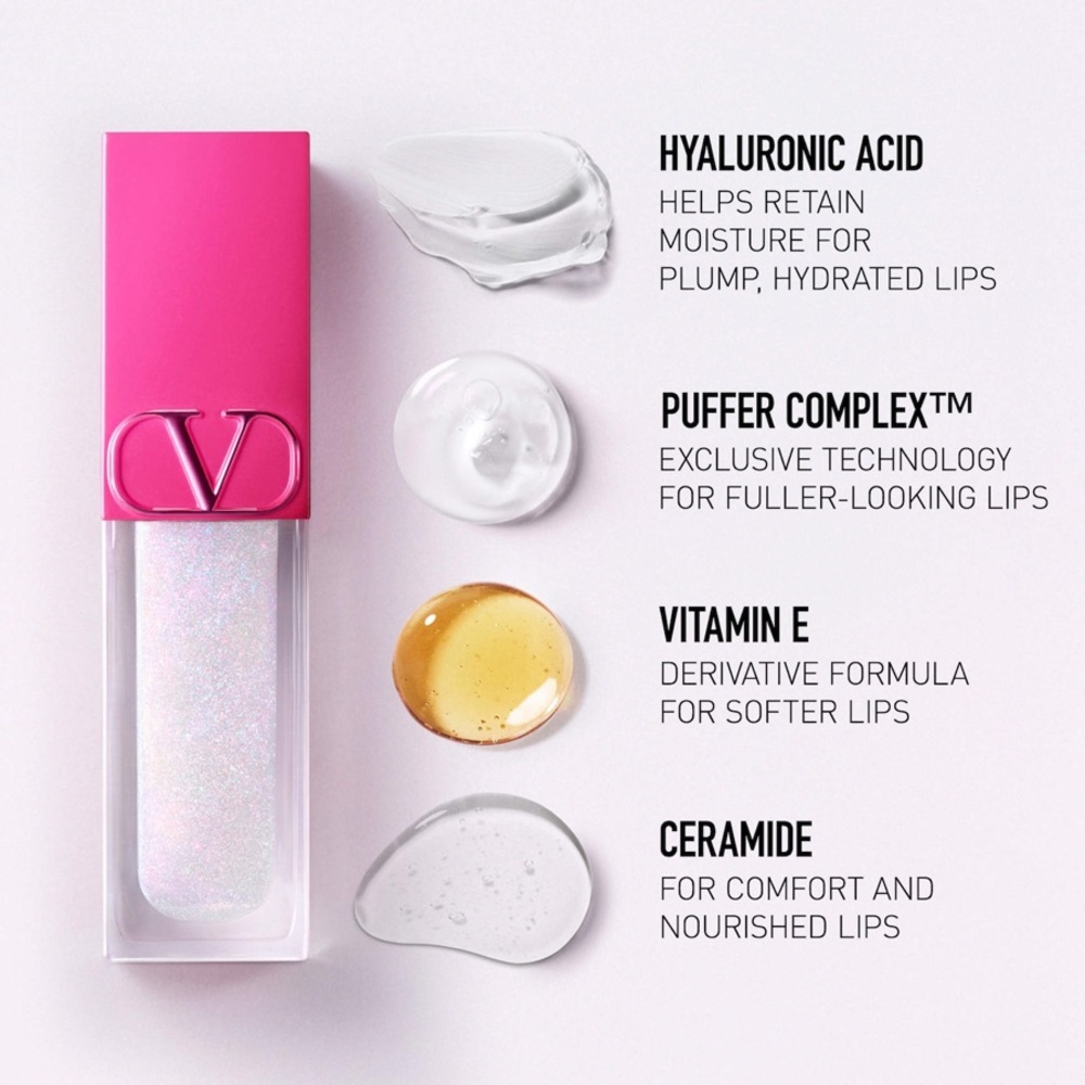 Valentino Puffer Complex Lip Plumper Gloss 00R Dazzling Mermaid (3.9 ML) - Picture 8 of 11